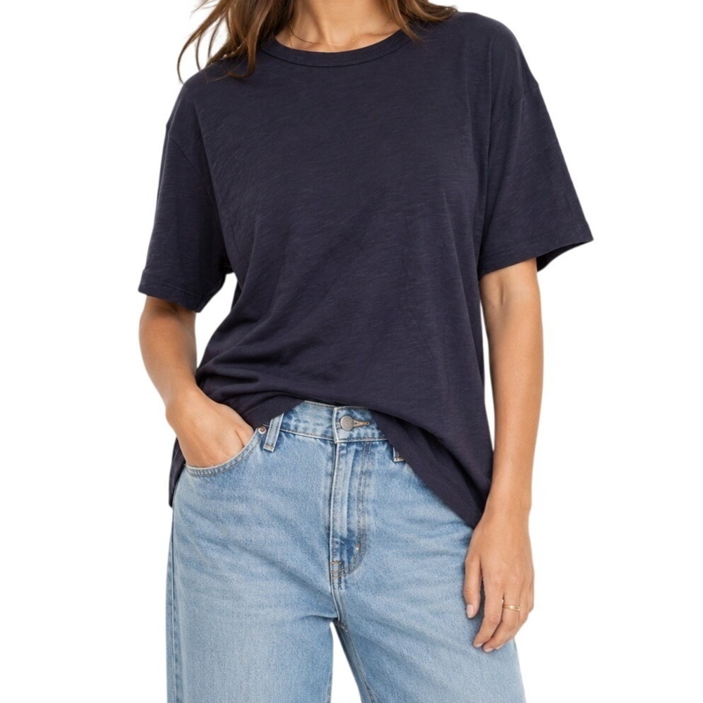 Buck Mason Navy Slub Boyfriend Tee Cotton Crew Neck Minimalist NWT Medium
